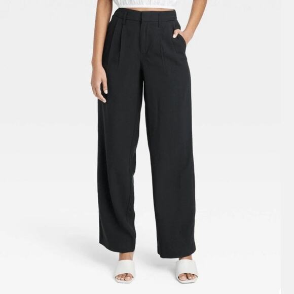 A New Day Women's Black Wide Leg High Rise Trouser Rayon Pants Size 6 - Picture 1 of 6